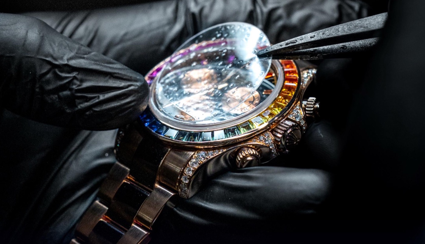 Protective film applied to a luxury Rolex watch